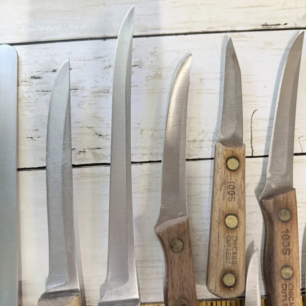 Vintage Chicago Cutlery Kitchen Knife Set of 12 Knives Block W/ Extra